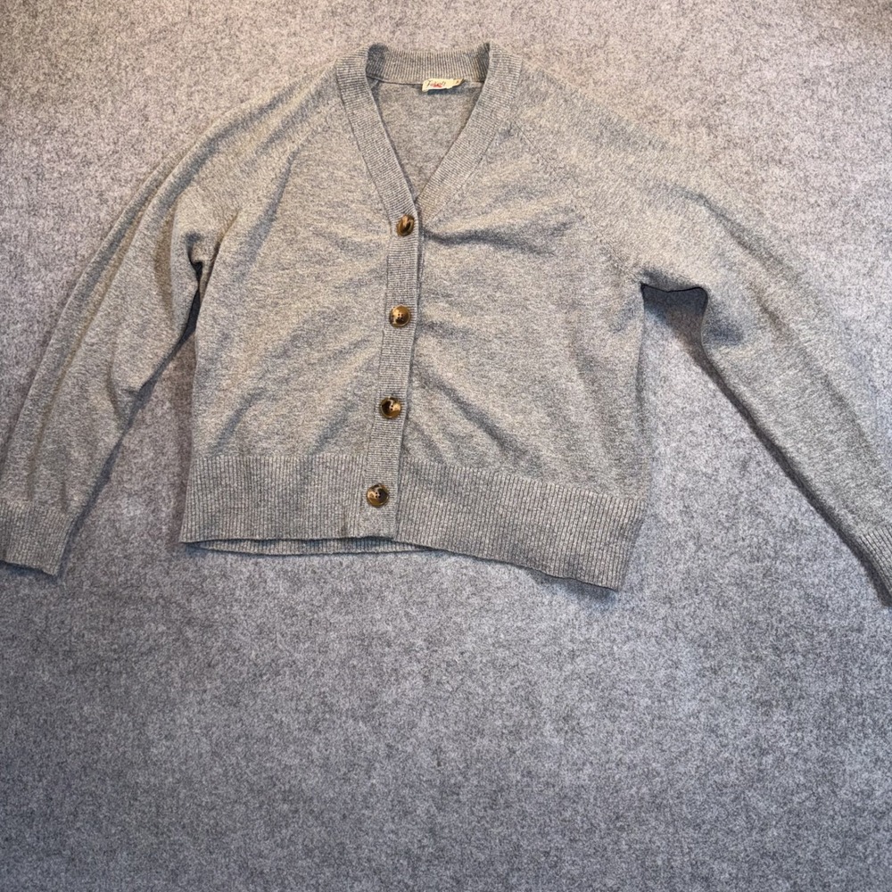 Faherty‎ Mikki Cardigan XS Grey Organic Cotton Blend Button Front